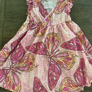 Tea Collection Pink and Orange Butterfly Kids Dress size 6